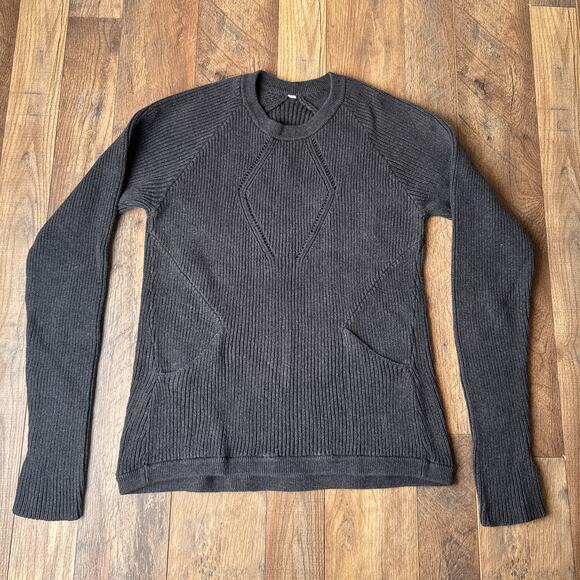 Lululemon The Sweater The Better Women's Size 2 Gray Knit Pockets Crew Neck 6789 - Picture 1 of 9